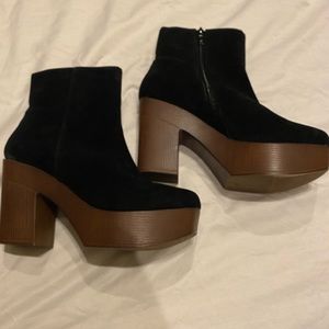 Black and brown Chunky platform ankle heels